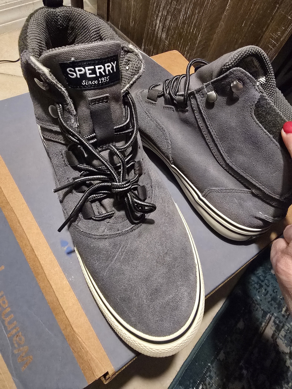 Sperry Men's Gray Suede Waterproof High-Top Sneakers